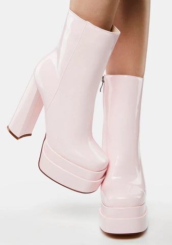 Pink Mateo Patent Platform Boots