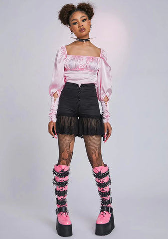 The Volare Lace High Waist Shorts