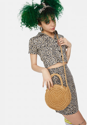 Lost In Spring Straw Crossbody