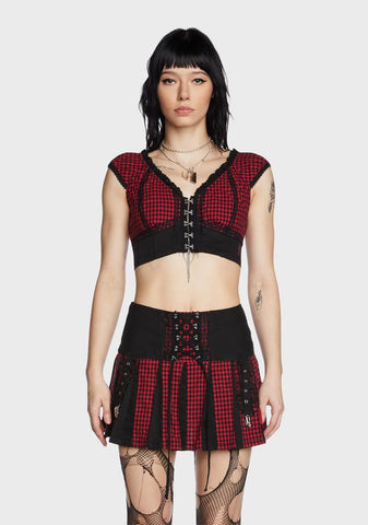 Red And Black Bo Peep Crop Top
