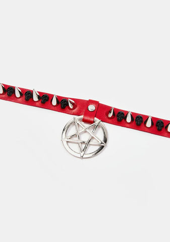 Devil Cast Your Curse Studded Choker