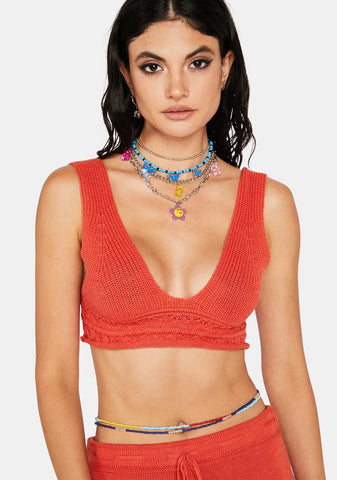 Crimson Follow The Bliss Crochet Top
