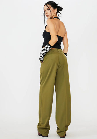 Khaki Abba Wide Leg Trousers