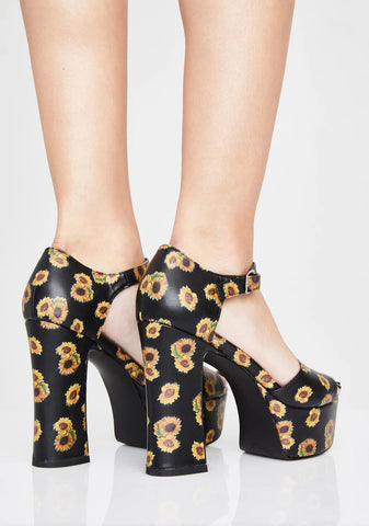Sunflower Haven Platform Sandals