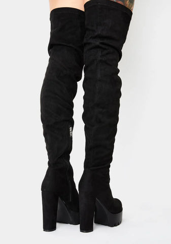 Suede Take You Down Thigh High Boots