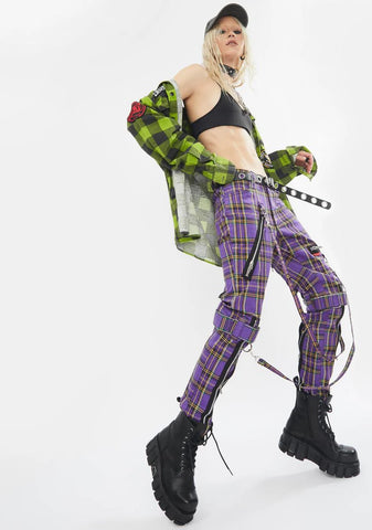 Violet Plaid Bondage Pants