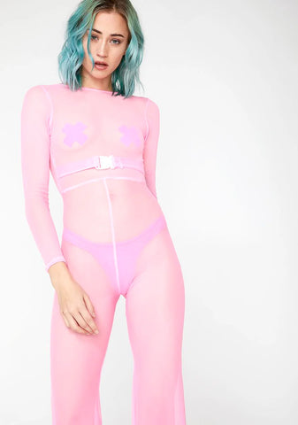 Barbie Pink Sheer Jumpsuit