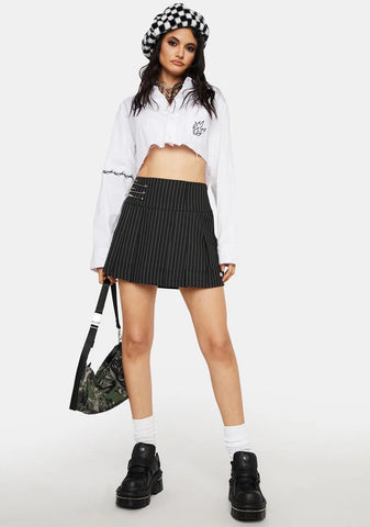 Pinstripe Pleated Mini Skirt