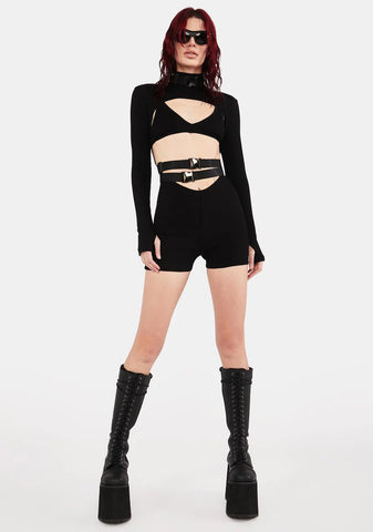 Buckle Up Knit Romper