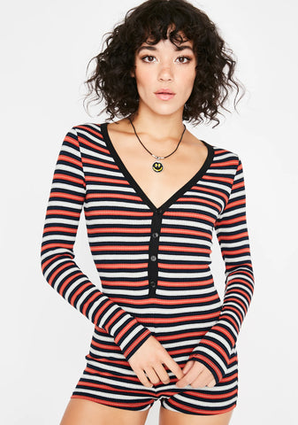 Outta Time Striped Romper