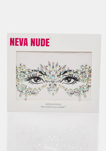 Chickadee Masquerade Clear Iridescent Crystal Jewel Face Sticker