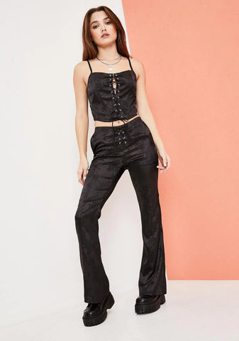 Slick Should Be Dancing Floral Satin Corset Top