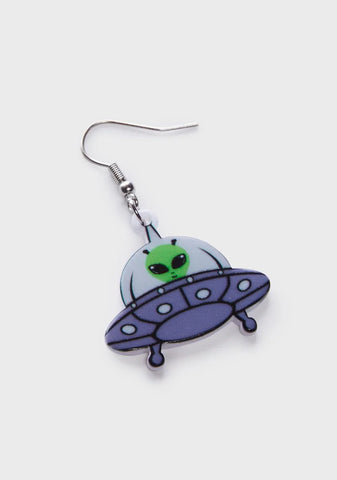 Ride My UFO Alien Earrings
