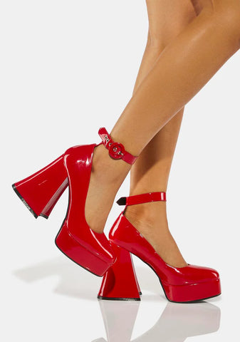 Red Build Me Up Platform Heels