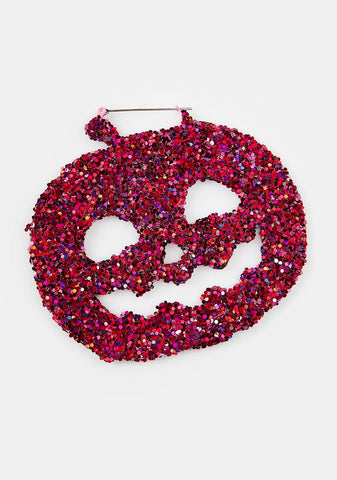 Pink Glitter Pumpkin Hoop Earrings