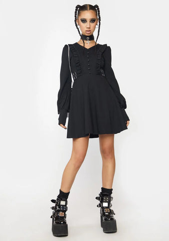 Dark Lotus Leaf V-Neck Dress