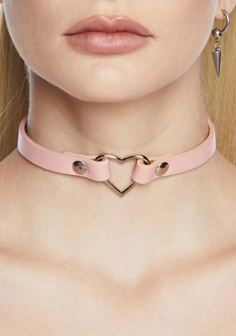 Light Pink Vegan Skinny Heart Choker