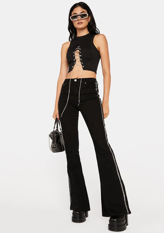 Silver Stripe Flared Jeans