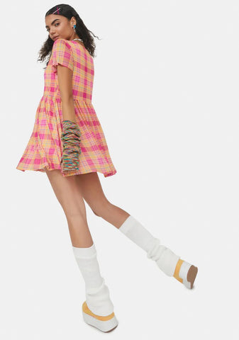 Chasing Sunshine Plaid Babydoll Dress