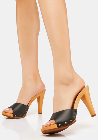 Antonella Black Vegan Leather Heels
