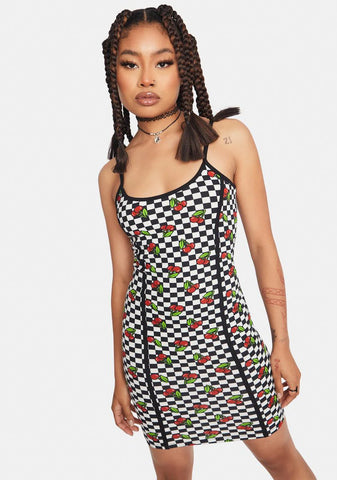 Cherry Checkerboard Dress