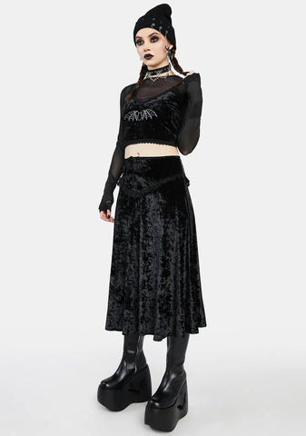 Darkest Romance Velvet Midi Skirt