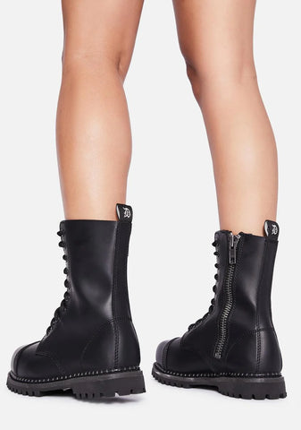 Vegan Leather Amped Up Lace Up Boots