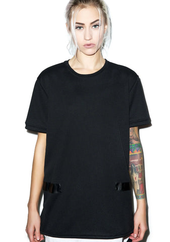 Max Leather Strips Tee - Black