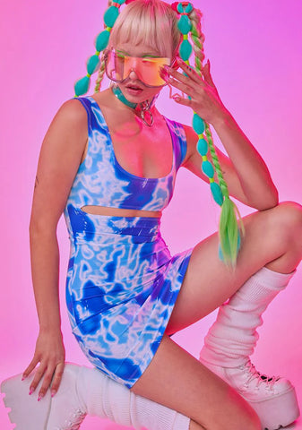 Blue Waves Mini Dress