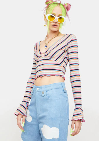 Love Too Real Striped Crop Top