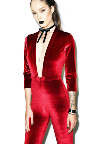 Ritchie Velvet Jumpsuit - Red