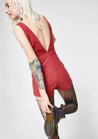 Mz Goodie Plaid Romper