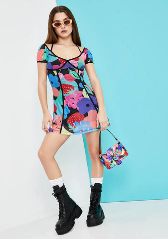 Squeeze The Day Fruit Print Mesh Dress