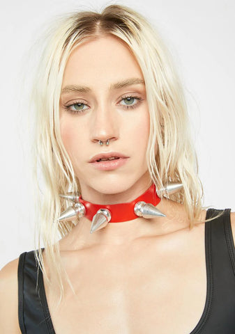 Red Bowser Spiked Collar