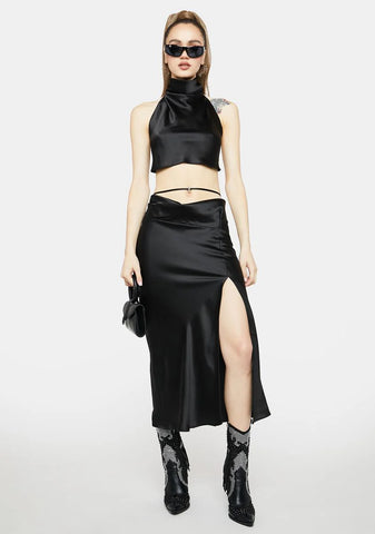 Watch And See Satin Skirt Set