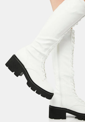 White Bobbi Knee-High Boots