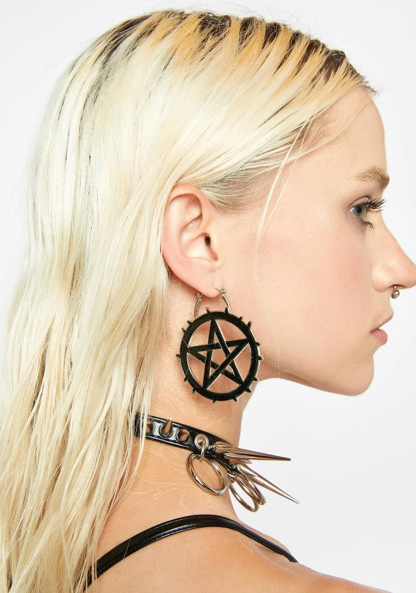 Day Of Doom Spiked Pentagram Earrings