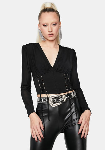 Not The Same Long Sleeve Corset Top