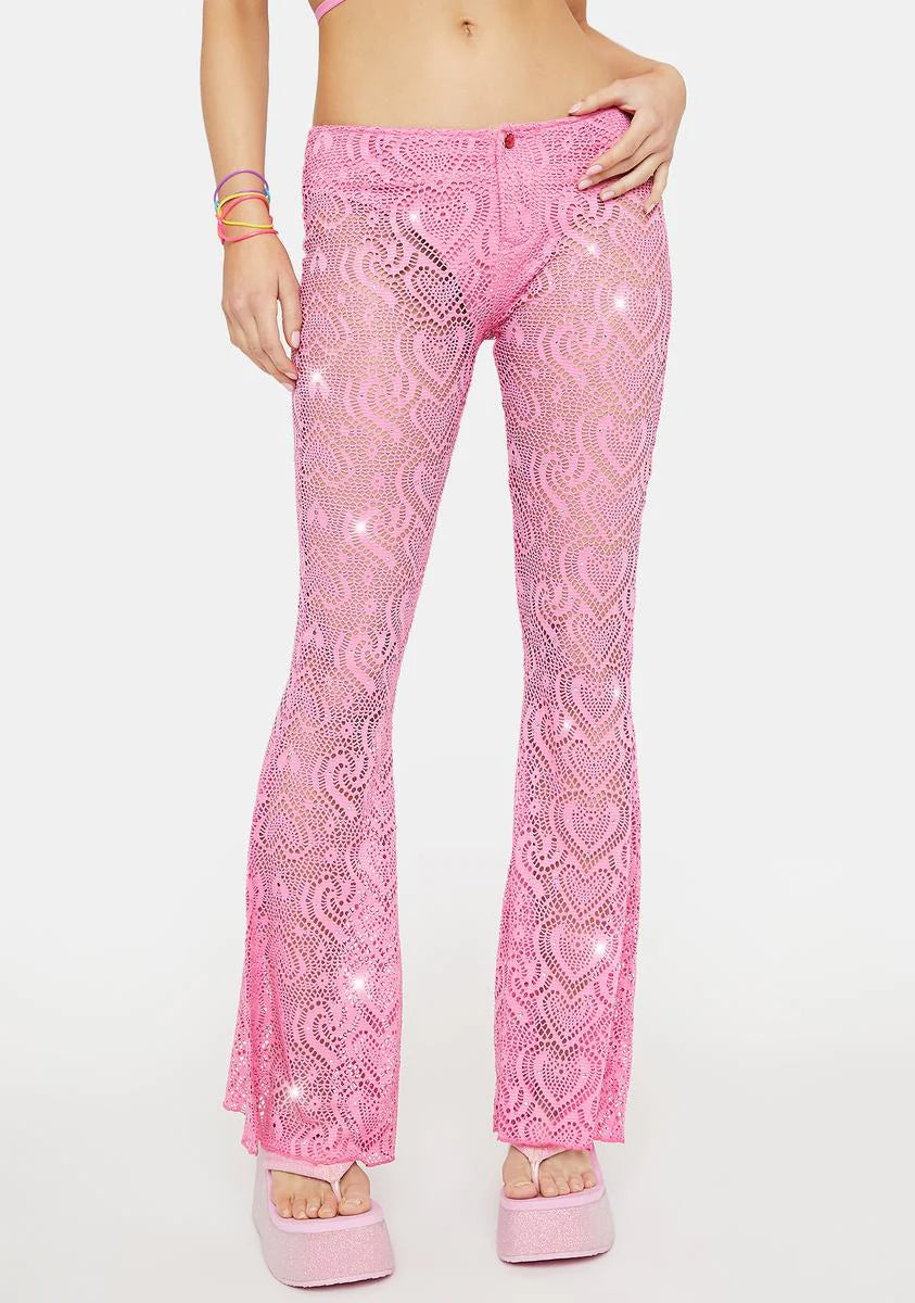 Stilettos On Lace Rhinestone Pants