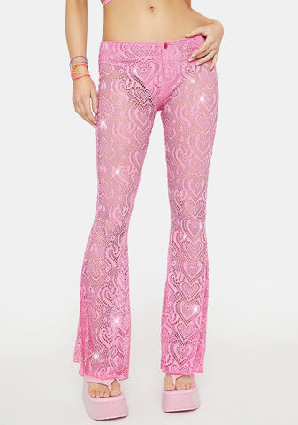 Stilettos On Lace Rhinestone Pants