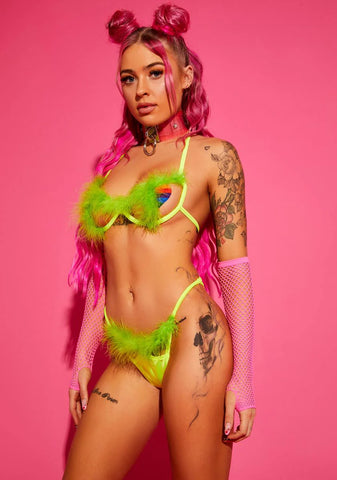 Feast Your Eyes Marabou Lingerie Set