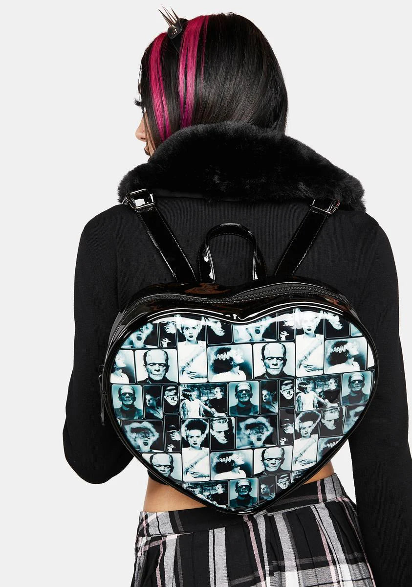 Retro Tile Pattern Heart Backpack