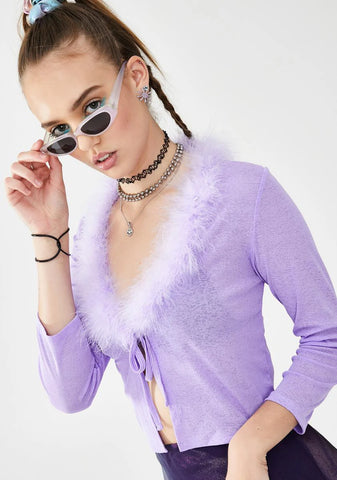 Lilac On My Own Cropped Cardigan