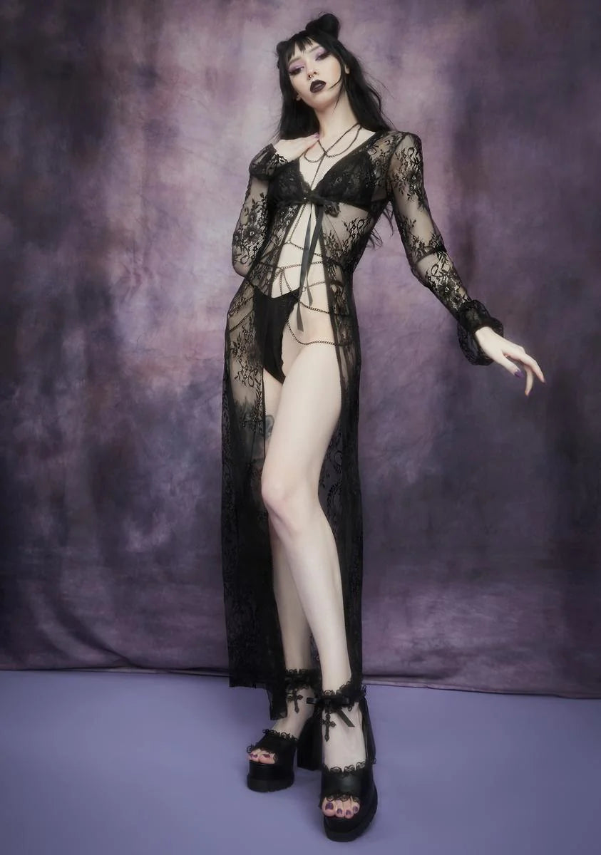 Demonology Lace Bell Sleeve Duster