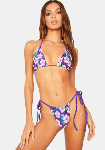 Purple Hibiscus Tia Bikini Bottoms