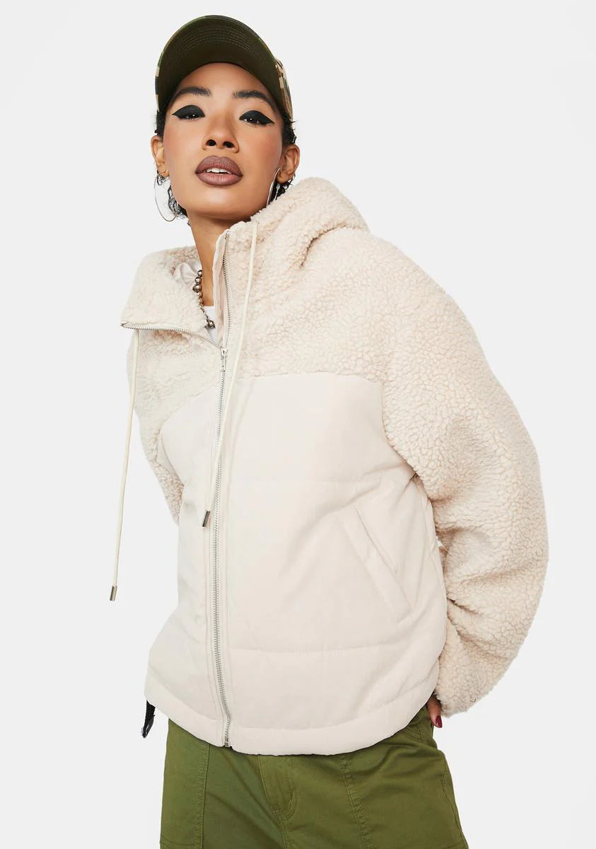 Sand King Sized Shearling Hoodie