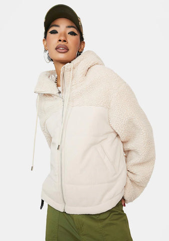 Sand King Sized Shearling Hoodie