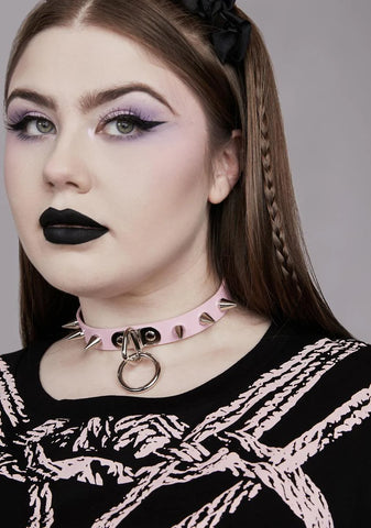 Pink Spiked O-Ring Choker