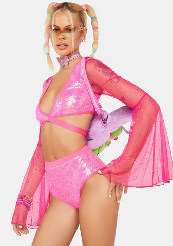 Dazed Dreamer Sequin Wrap Top