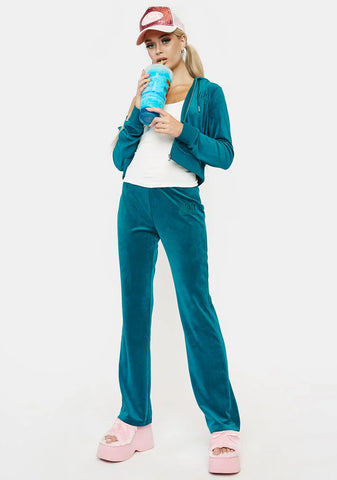 Sapphire Wave Classic Velour Track Pants